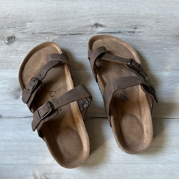 FITORY Women's Slide Sandals with Soft Cork Footbed Size 6 in brown NWT - Picture 8 of 11